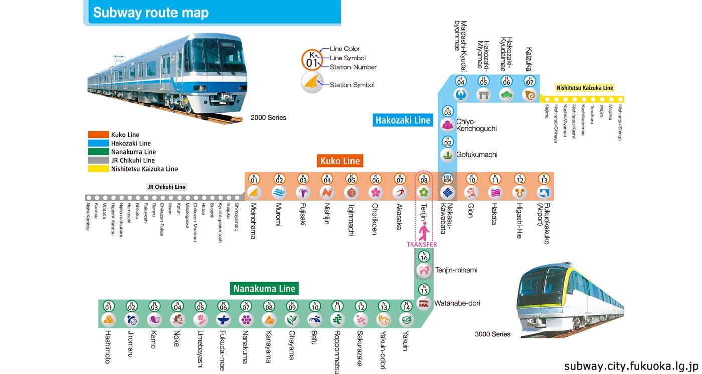 แผนที่รถไฟฟ้าใต้ดินฟุกุโอกะ