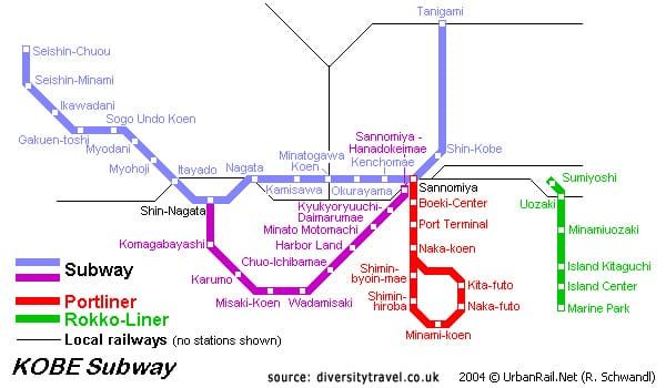 แผนที่รถไฟใต้ดินของโกเบ