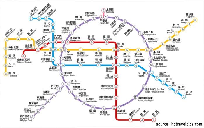 แผนที่รถไฟฟ้าใต้ดินของนาโกย่า