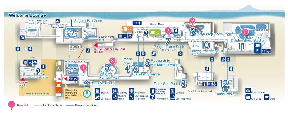 แผนที่พิพิธภัณท์สัตว์น้ำอีโนชิม่า