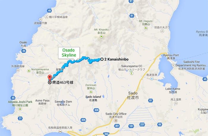 แผนที่เส้นทาง Osado Skyline
