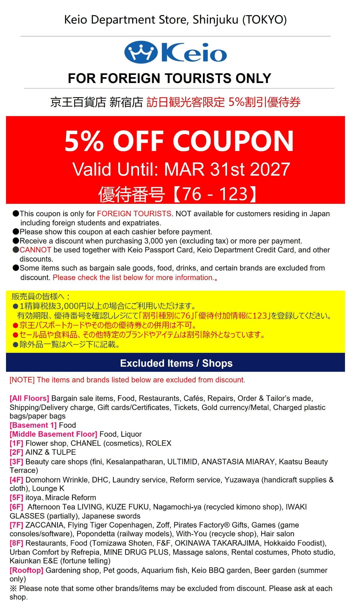 Keio coupon