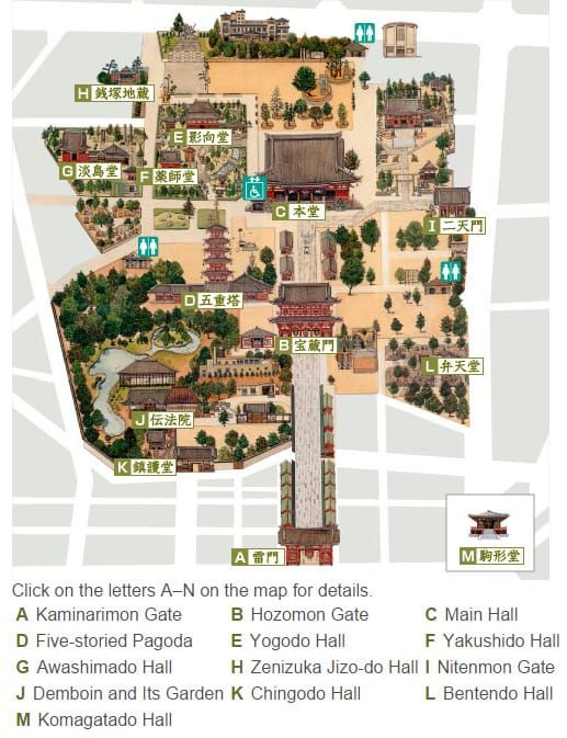 แผนที่แสดงบริเวณวัดเซนโซจิ