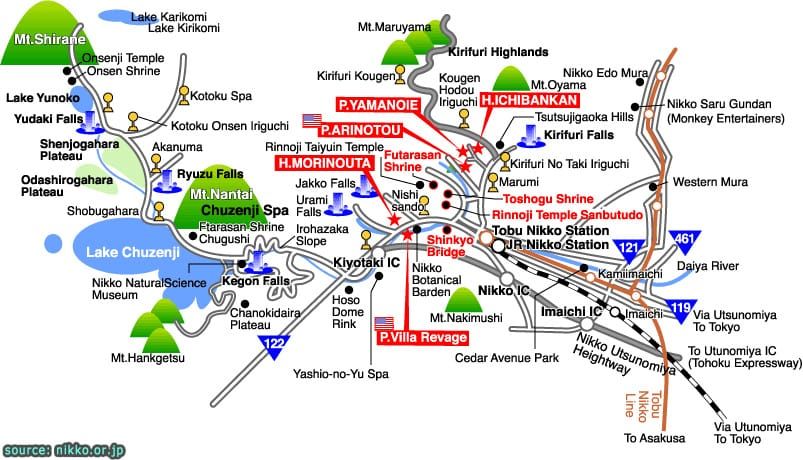 แผนที่เที่ยวทั่วนิกโก้ทั้งธรรมชาติและวัด